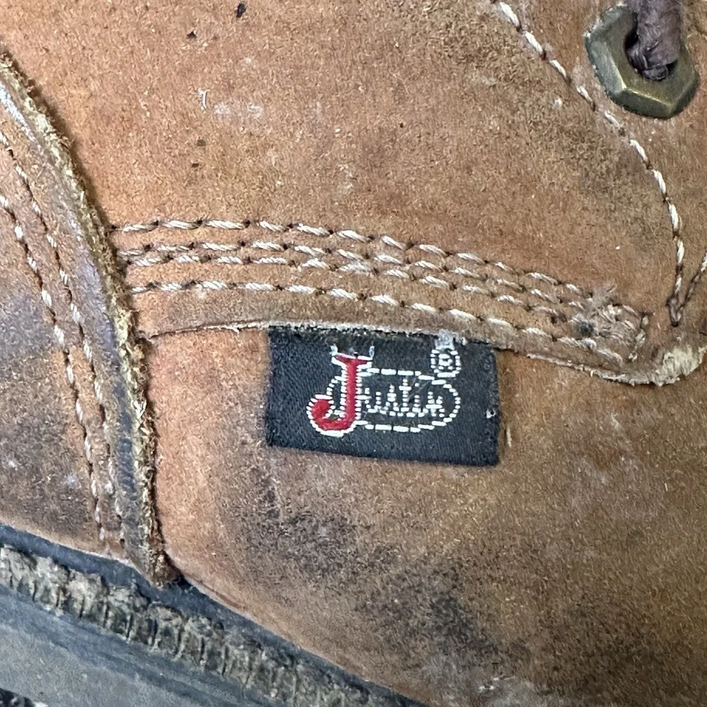 Justin Conductor Work Boot Double Comfort System Brown Style 0760 Sz 8.5 EEE